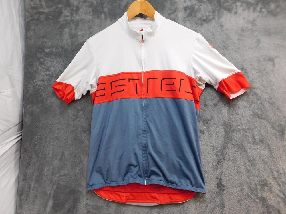 Castelli Shirt Mens XL White Short Sleeve Jersey Cycling Full Zip Breathable